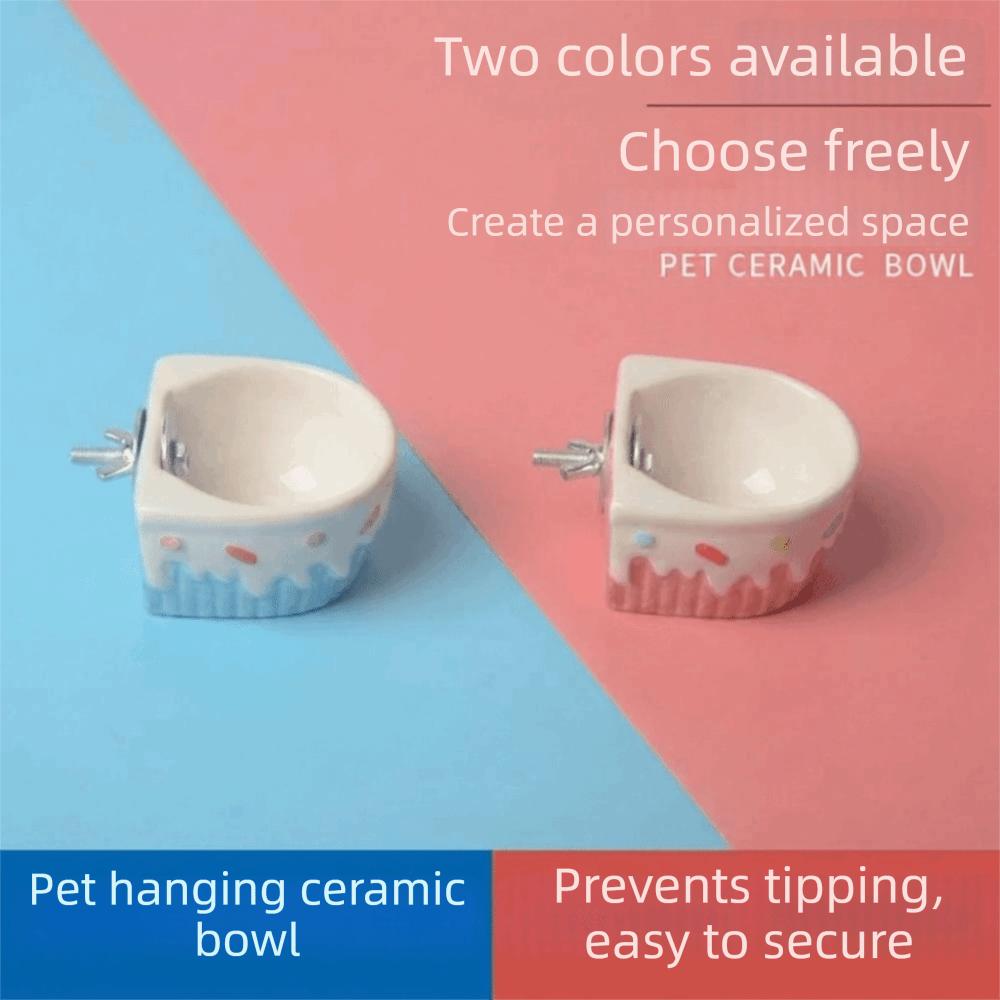 Large Capacity Ceramic Hamster Food Bowl Fixed Bowl Automatic Feeder Hangable Food Bowl Small Pets