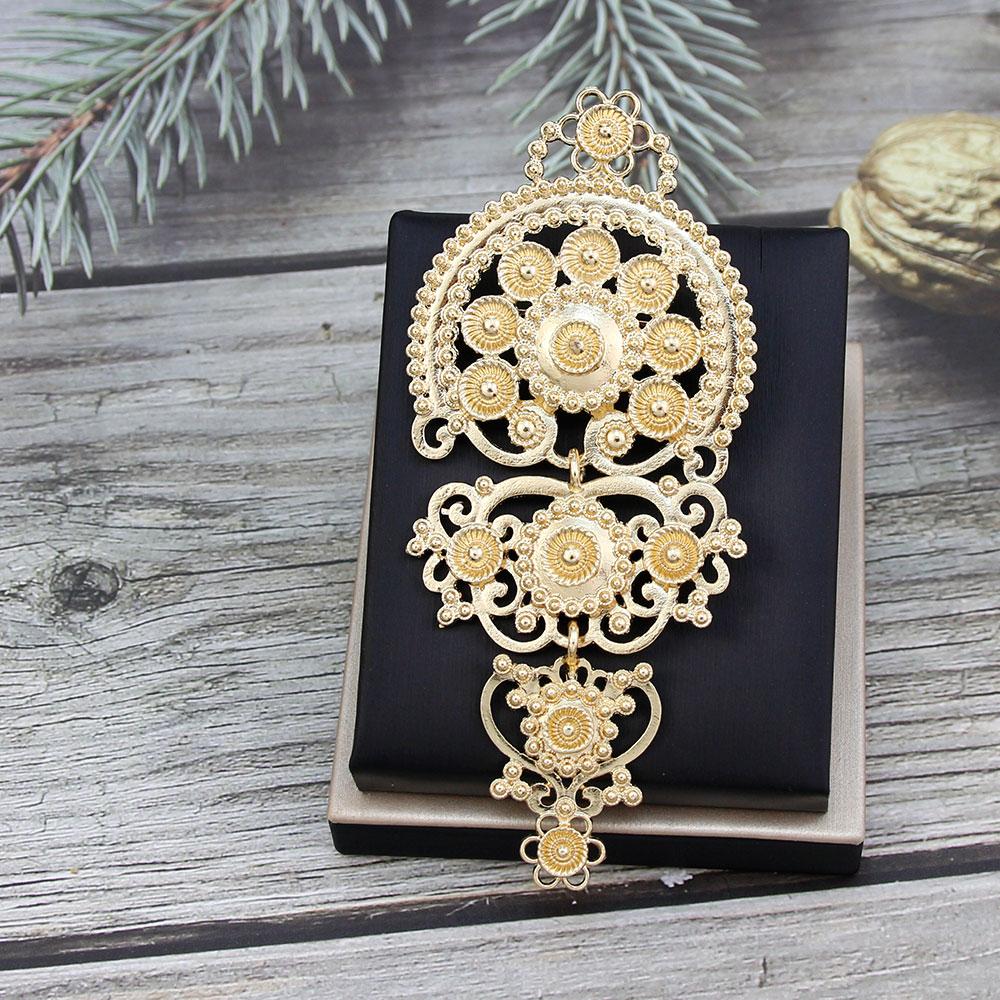 Women's Brooch Gold Crystal Jewelry Brown Brooch Bridal Dress Brooch