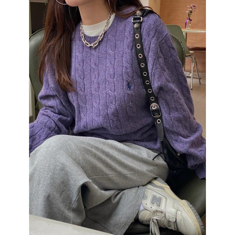 Пуловер с круглым вырезом EastRogue для пар на осень и зиму, шерстяной свитер крупной вязки «косы», модный и универсальный.