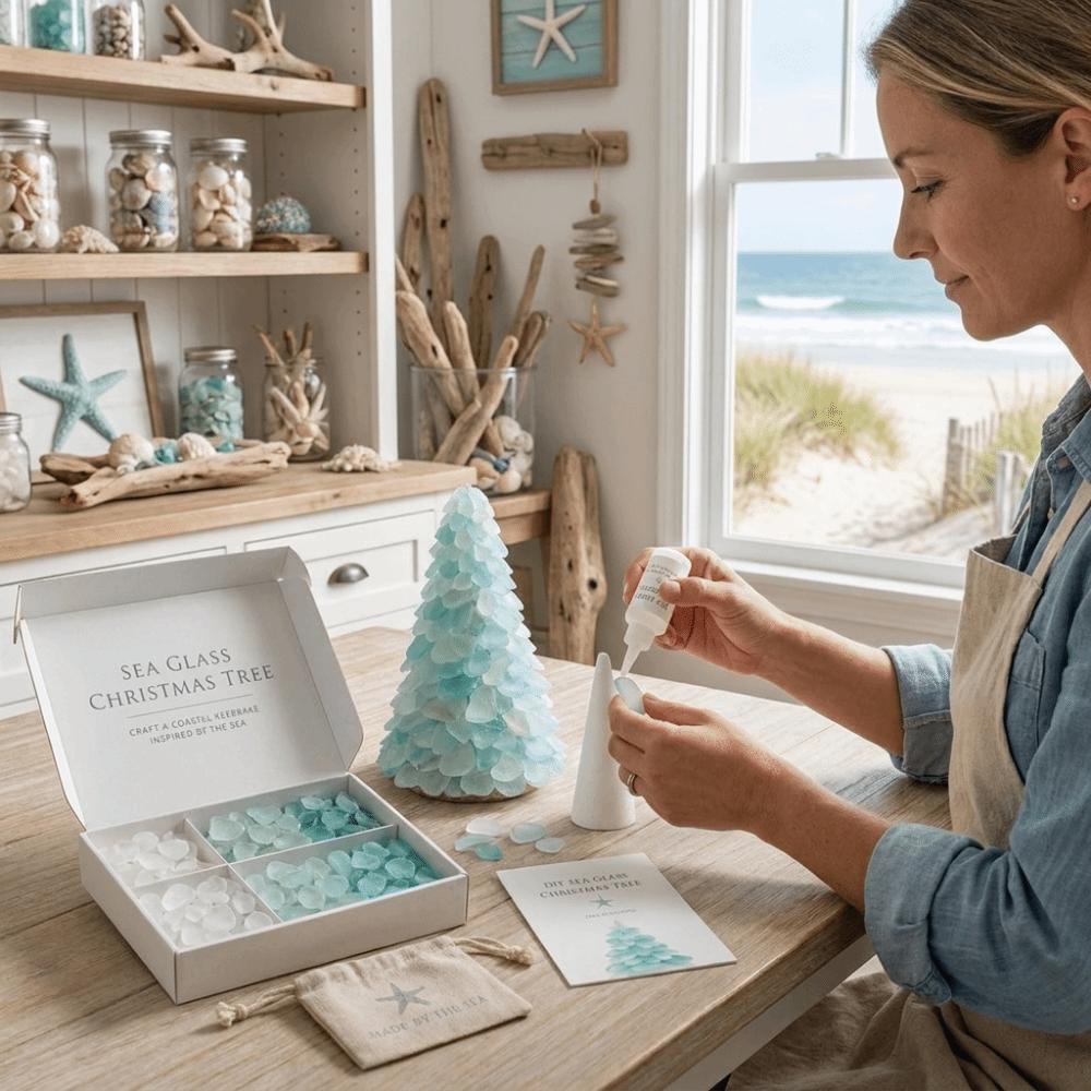 Multi-Color Sea Glass Tree Romantic 3D Christmas Tree Art Kit Kids Gifts