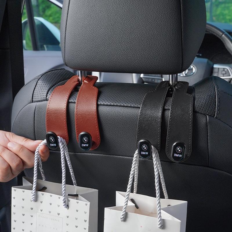 Suede Car Accessories Seat Back Hook Suede Double-Headed Storage Hooks For BMW G80 G06 G07 G42 G14 G15 M2 M3 M4 M5 M6 M7 Sticker F222