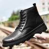 Мужские рабочие ботинки в британском стиле с высоким берцем, мужские кожаные ботинки на платформе средней высоты из натуральной кожи, повседневная мужская обувь в стиле ретро