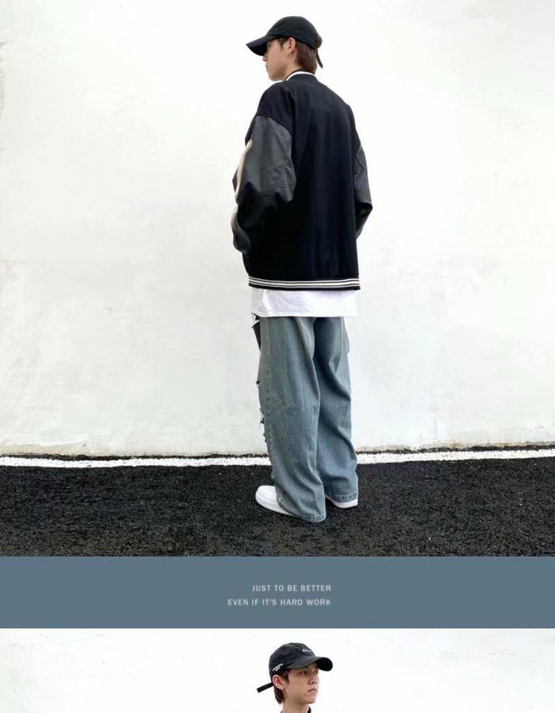 European & American High Street Men's Hip-Hop Baseball Jacket - Spring/Autumn Casual Loose Fit Trend