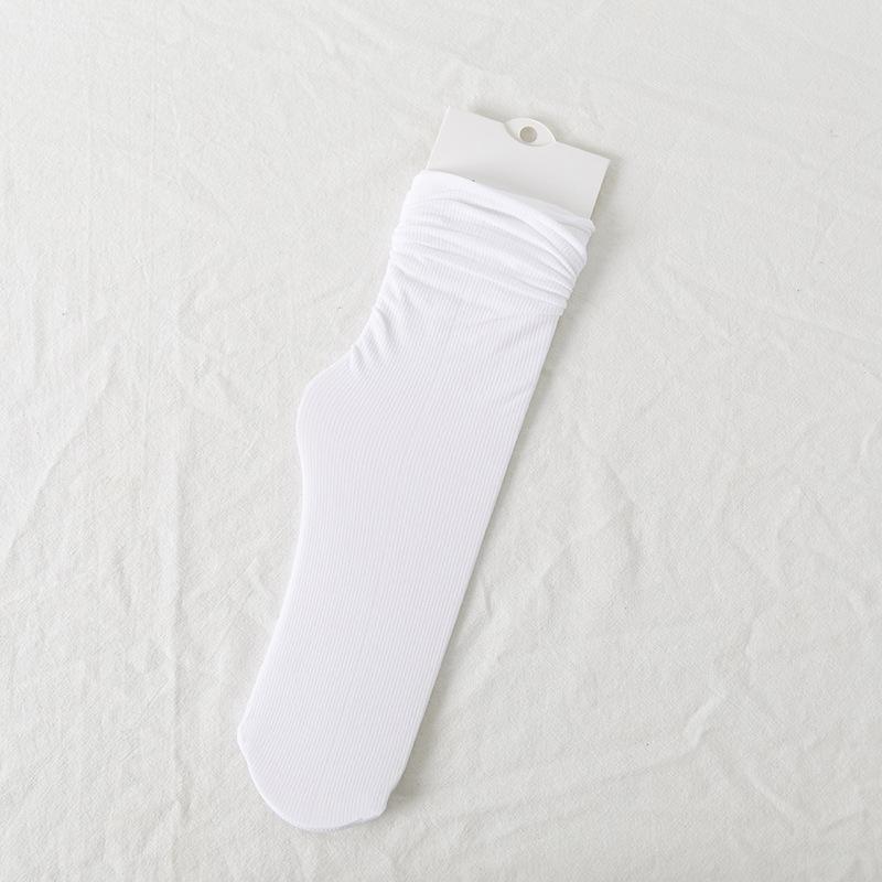 1/5 Pairs Women Ice Thin Loose Socks Calf Tube Socks Summer Purple Knee Nylon Socks Japanese Fashion College Style Solid Color