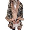 Women Autumn Winter Loose V-Neck Bat Sleeve Cardigan Leopard Knitwear Sweater Cross Border Cloak