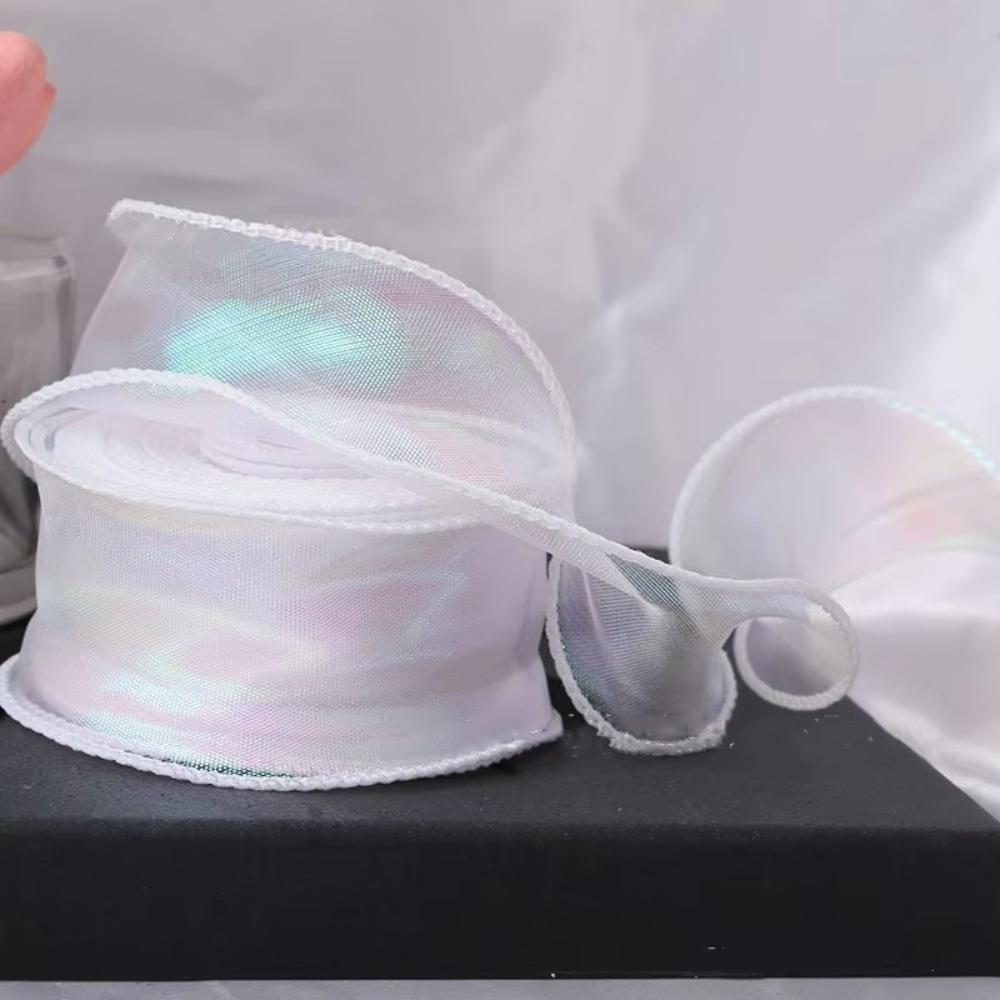40MM Reflective Iridescent Wavy Edge Ribbon Gradient/Pleats/Magic/Gold Edge DIY Decor