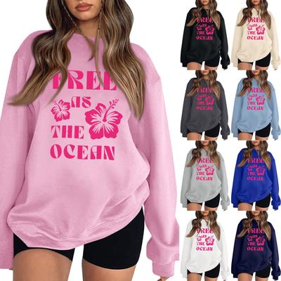 Женская повседневная модная блузка с длинным рукавом и круглым вырезом с принтом