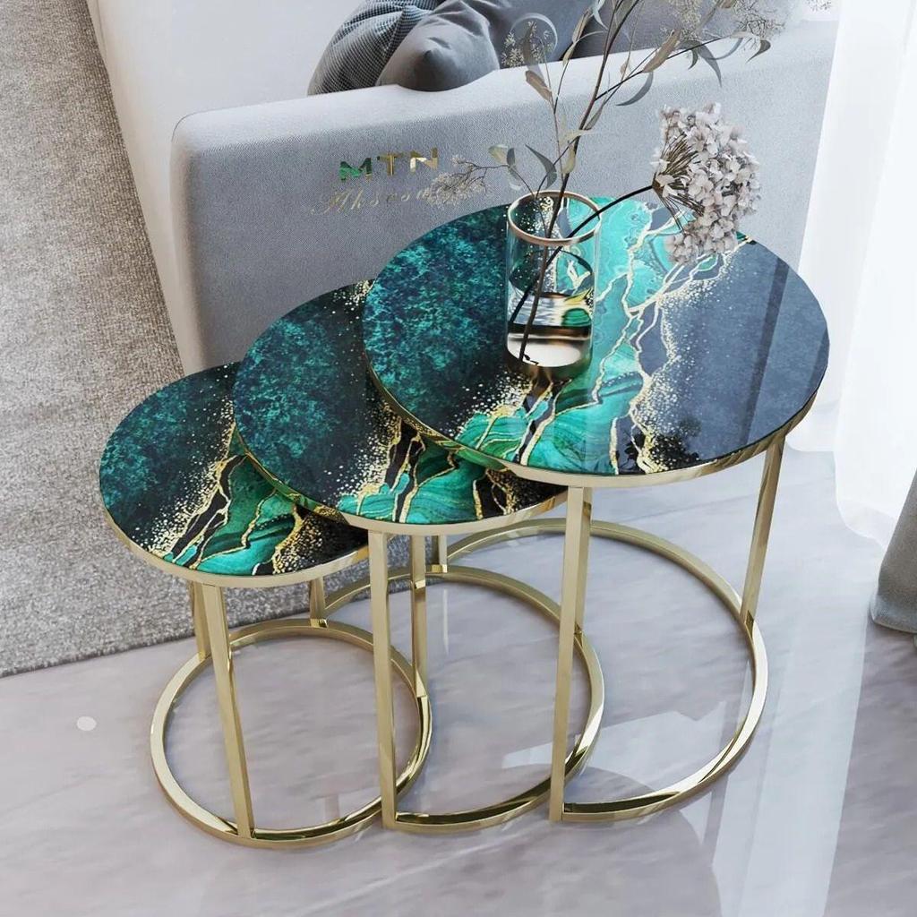 Золотой металлический 3 шт. Столик для раскладывания, бронзовый зеркальный журнальный столик для гостиной, домашнего офиса, мебельный аксессуар и роскошное украшение