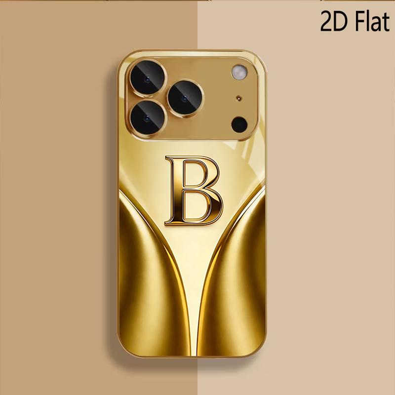 Дизайн чехла для телефона iPhone16 17 Pro Max 15 14 13 12 11 ProMax из закаленного стекла с принтом буквы B, защитная крышка для камеры, противоударный
