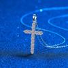 Moissanite Cross Pendant Necklace for Women Girl Rhodium Plated Sterling Silver Lab Diamond Cross Necklace Party Gift Jewelry