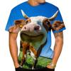 New Summer 3d Printed Men's And Women's T-shirts Cow Grain Casual Short-sleeved Funny Animal Breathable Light Sports Tops