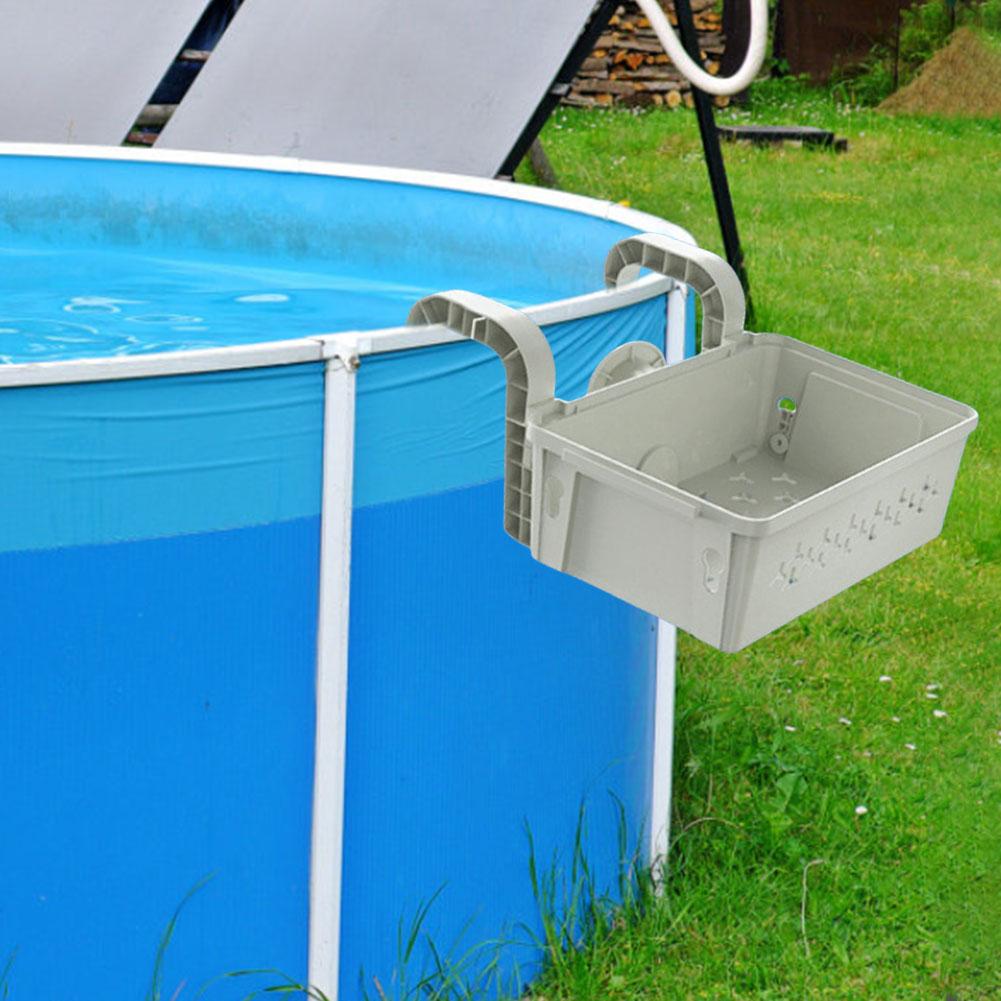 Poolside Storage Baskets with Cup Holders Fit 3-Inch Or Smaller Top Rails Ground Pool Storage Basket for Most Above Ground Pool