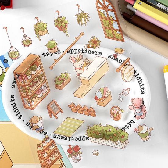 4 Set 3D DIY House Scene Stickers Stress Relief Decals Supermarket Coffee Shop