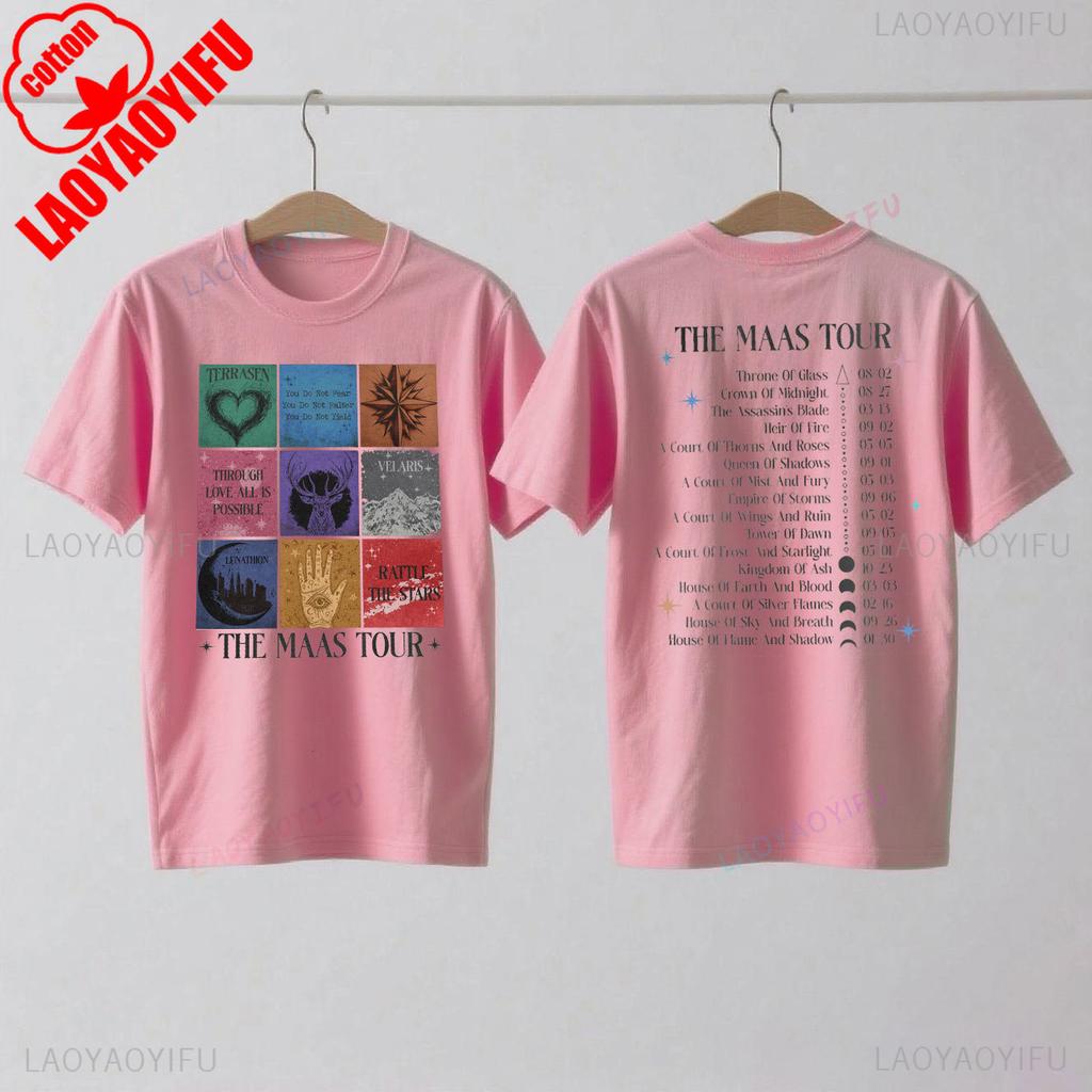 Сара Дж. Маас SJM Мерч Мировой Тур Футболка Престол Стекла Атрибутика Фаната Сумерки Мода Повседневный Комфорт Хлопковые Футболки