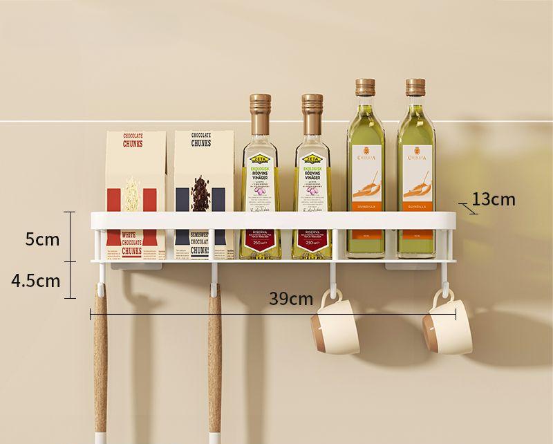 Стойка для хранения специй на кухне с крючком, держатели для посуды, настенная полка для приправ без отверстий, металлическая стойка для полотенец в ванной