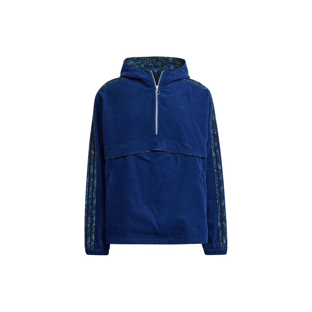 adidas Спортивная куртка Originals Cordoy Hoodie Color Block, мужская куртка темно-синего цвета IS9571