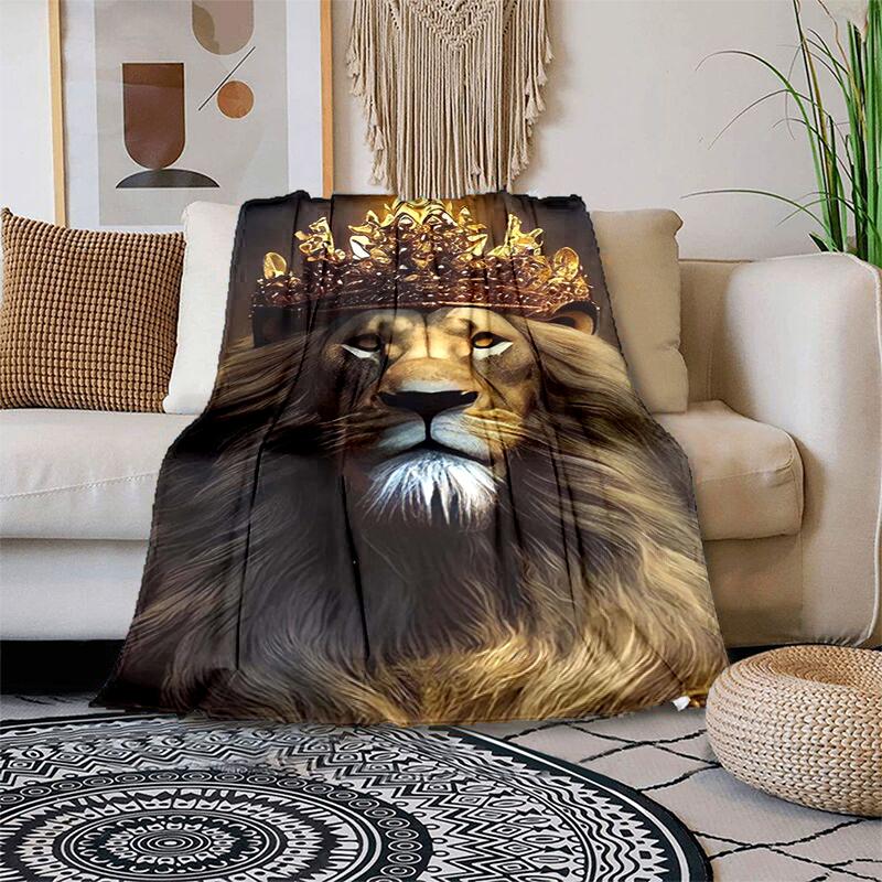 1PC Lion printed blanket, all season lightweight home office outdoor nap multifunctional blanket