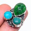 Хромовый диопсид, Бирюза Кольцо ручной работы из стерлингового серебра 925 пробы Размер 6.5 u3h28