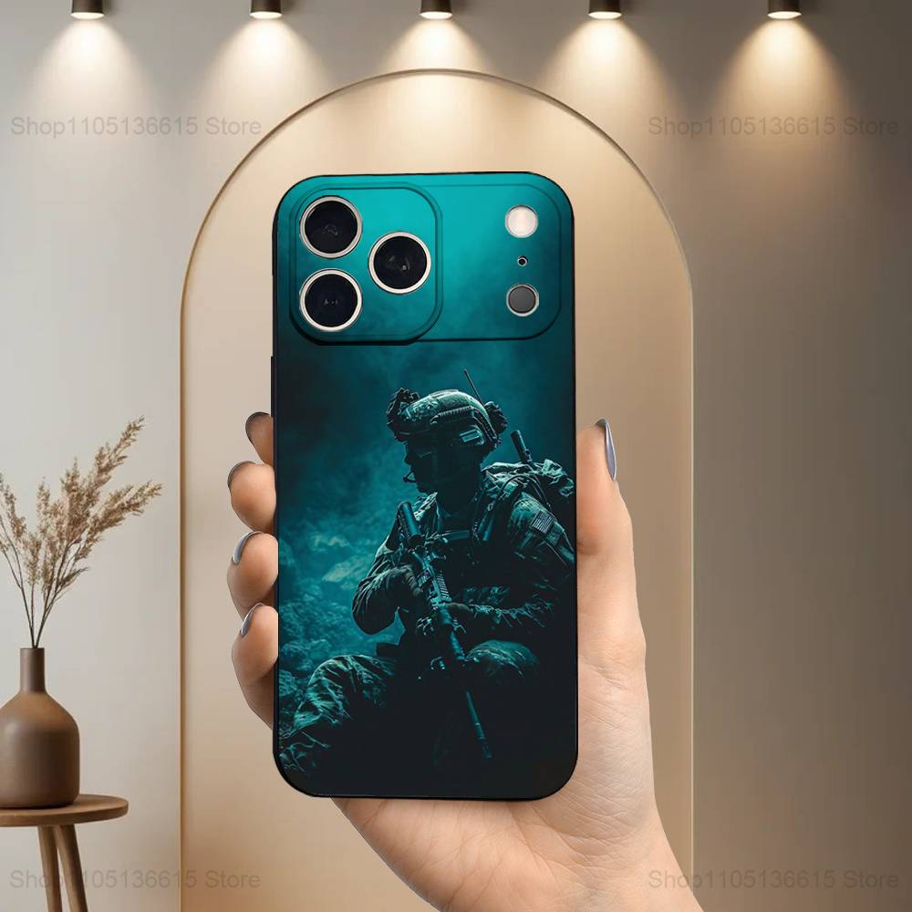 Крутой Чехол Спецназ Армии Для iPhone 12,14,15,16,11,17,13,X,Mini,SE,XS,Plus,Pro,Max,8,7,XR,Мягкий Силикон Черный