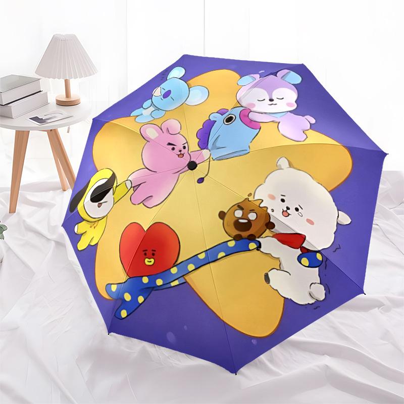1 шт. Автоматический зонт BT21 с персонажами, прочный каркас на 8 спицах, легкий портативный зонт, для поездок на работу, в командировку - Идеальный подарок для друга, Вибра