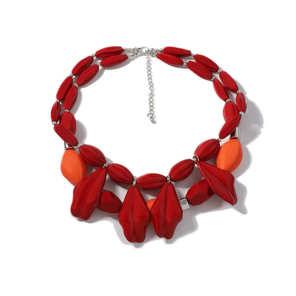 Персонализированное богемное двухслойное многоцветное геометрическое ожерелье из смолы, преувеличенный атмосферный повседневный стиль