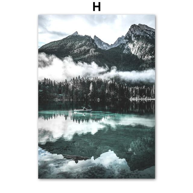 Аврора, горное озеро, лес, овечий тростник, настенная живопись на холсте, постеры на скандинавскую тему и принты, настенные панно для декора гостиной