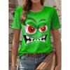 3D Printed Fun Expression Pattern T-shirts Summer Casual Round Neck Top Short Sleeve Loose Women's T-shirts