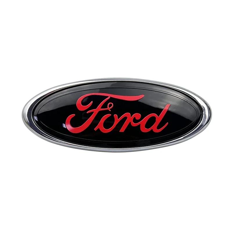 New 2026 Car Sticker 14.6x5.7cm Emblem Car Front Cover Grille Badge for Ford Kuga Focus Ranger Mustang Mondeo Fiesta Explorer Tr