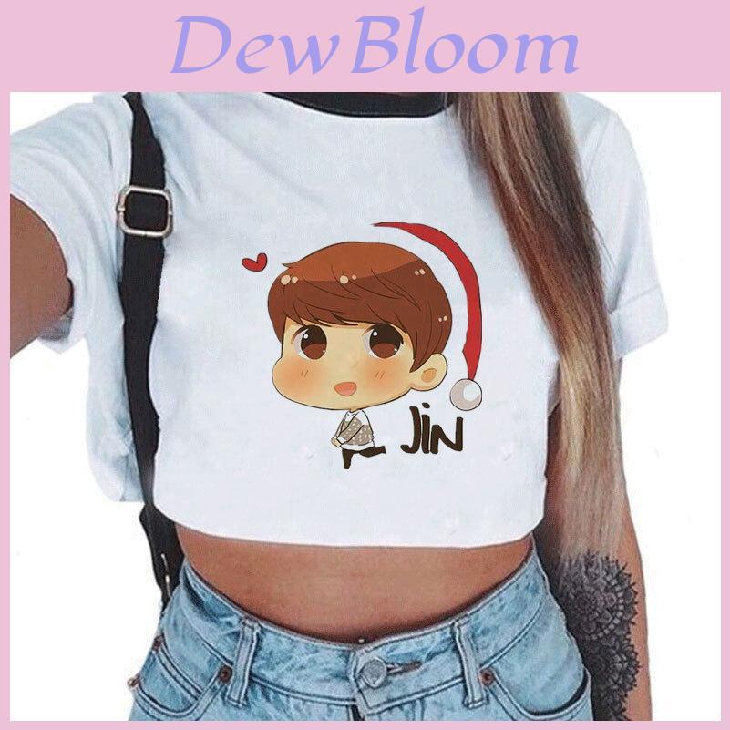 Женский топ с коротким рукавом K-pop BTS Bangtan Boys с милым рисунком, идеально подходит для лета