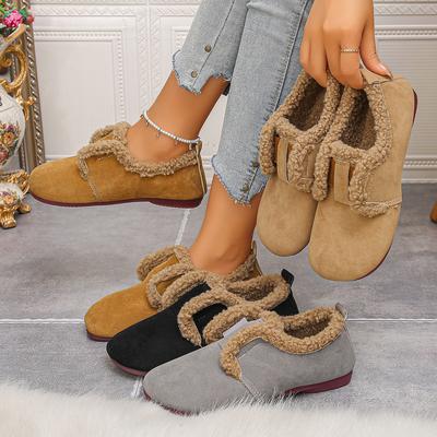 Модные женские балетки 2025 Новые модные легкие лоферы Короткие плюшевые женские ботинки Теплые и удобные Простые плюс плоские туфли женские