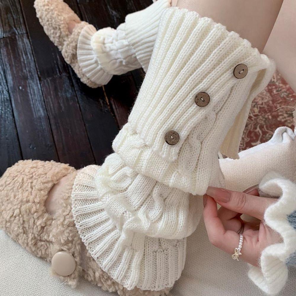 Solid Color Children's Leg Warmers Japanese Style Knitted Foot Cover Jk Kids Long Socks Autumn