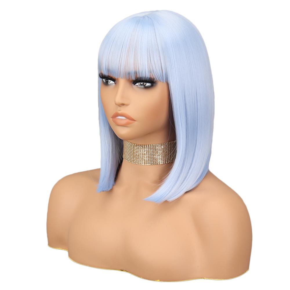LISI HAIR Короткие парики Боб лавандового фиолетового цвета с челкой Синтетический красочный парик для косплея на каждый день для женщин из натуральных волос