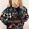 Women's Fashionable Long Sleeved Christmas Pullover Round Neck Casual Sweater Top