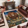 Leopard Theme Crystal Velvet Floor Rug Personalized Custom Name Text Warm Carpet Home Decoration