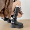 Британские элегантные длинные сапоги-рыцари женские 2025 новая осень черные на толстой подошве ретро толстый каблук маленькие облегающие сапоги
