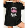 Flamingo Party Crew Oversized T Shirt Black Flamingo Graphic And Text Design For Casual Wear Summer Outfits Beach Party Style