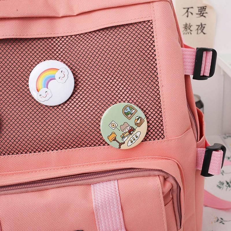 4 шт., комплект школьных сумок, новые холщовые школьные сумки для девочек-подростков, милые школьные рюкзаки для ноутбуков, женские дорожные сумки, студенческие сумки для книг