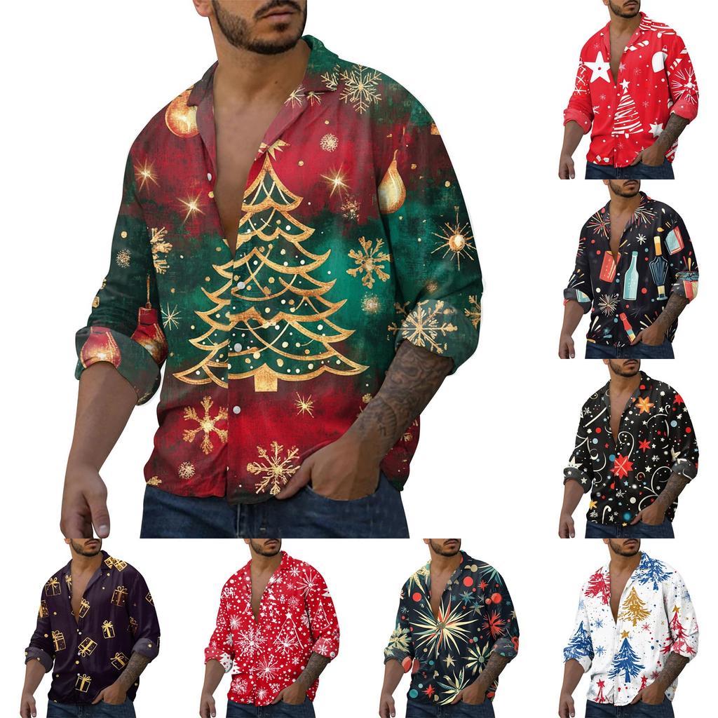 Men'S Casual Loose Fitting Long Sleeved Shirt Fashionable Lapel Shirt Top