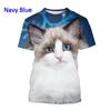 2024 Новые футболки с изображением животных Ragdoll Cat 3D, унисекс, повседневные футболки с коротким рукавом и принтом забавного котенка