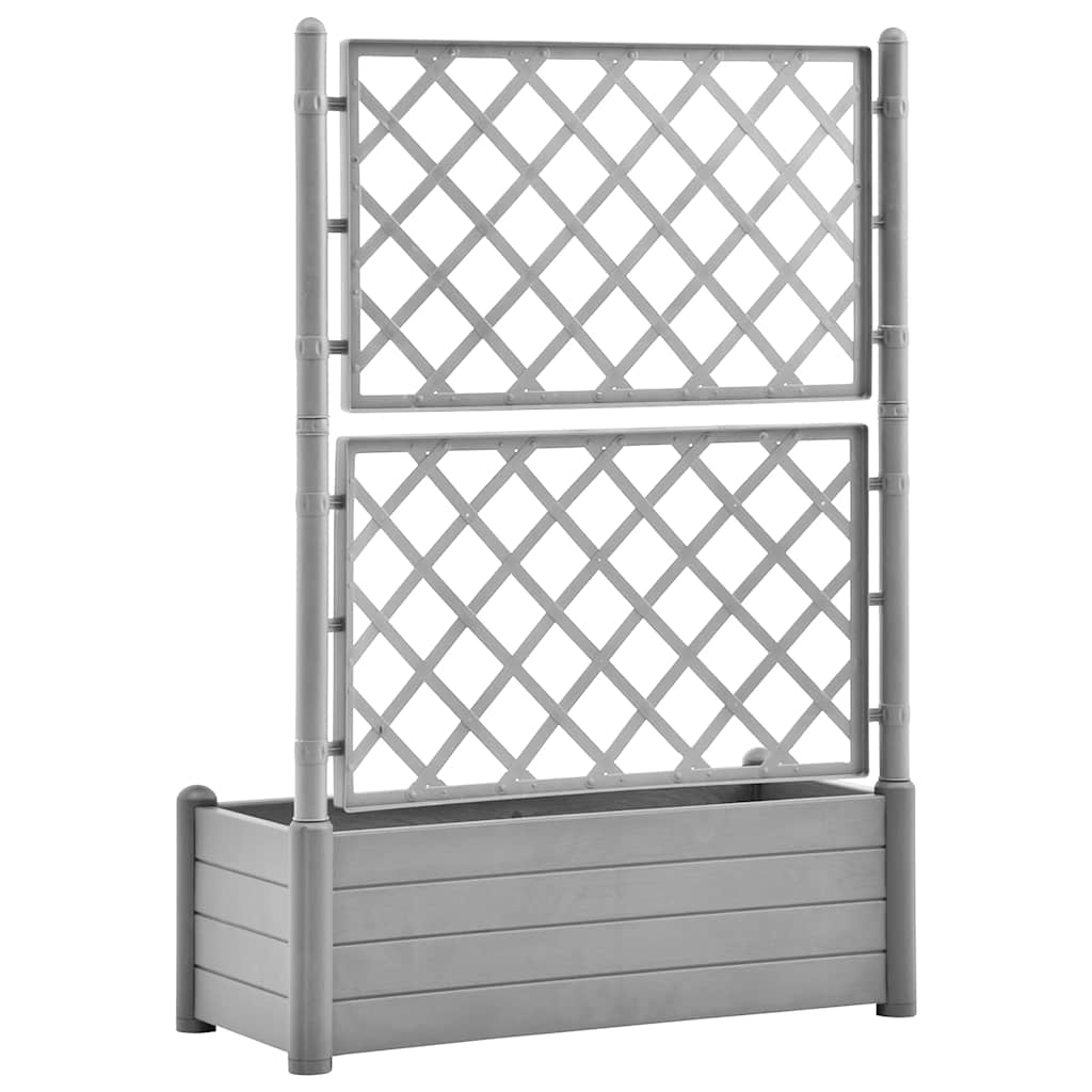 Planter with Trellis 100x43x142 cm PP Stone Grey