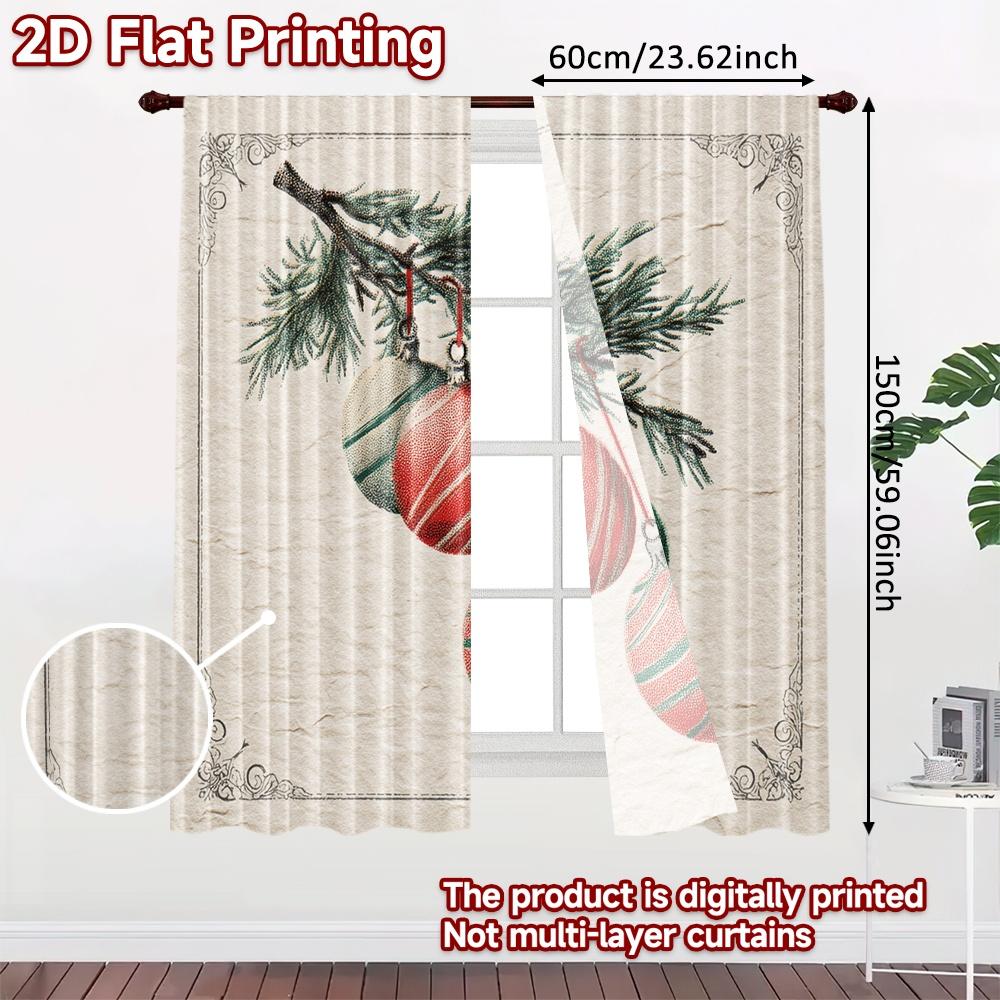 2 шт., Шторы с плоской 2D-печатью (Без Рода) Праздничные украшения Праздничные шторы с принтами Принты Светофильтрующие шторы