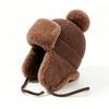 Zeyu Unisex Winter Faux Fur Trapper Hat Warm Fluffy Breathable Knitted Earflap Pom Pom Windproof Cold Weather Sports Travel ODM
