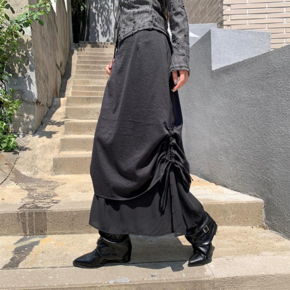 New Arrivals Open Run Women Side Slit Strap Long Skirt