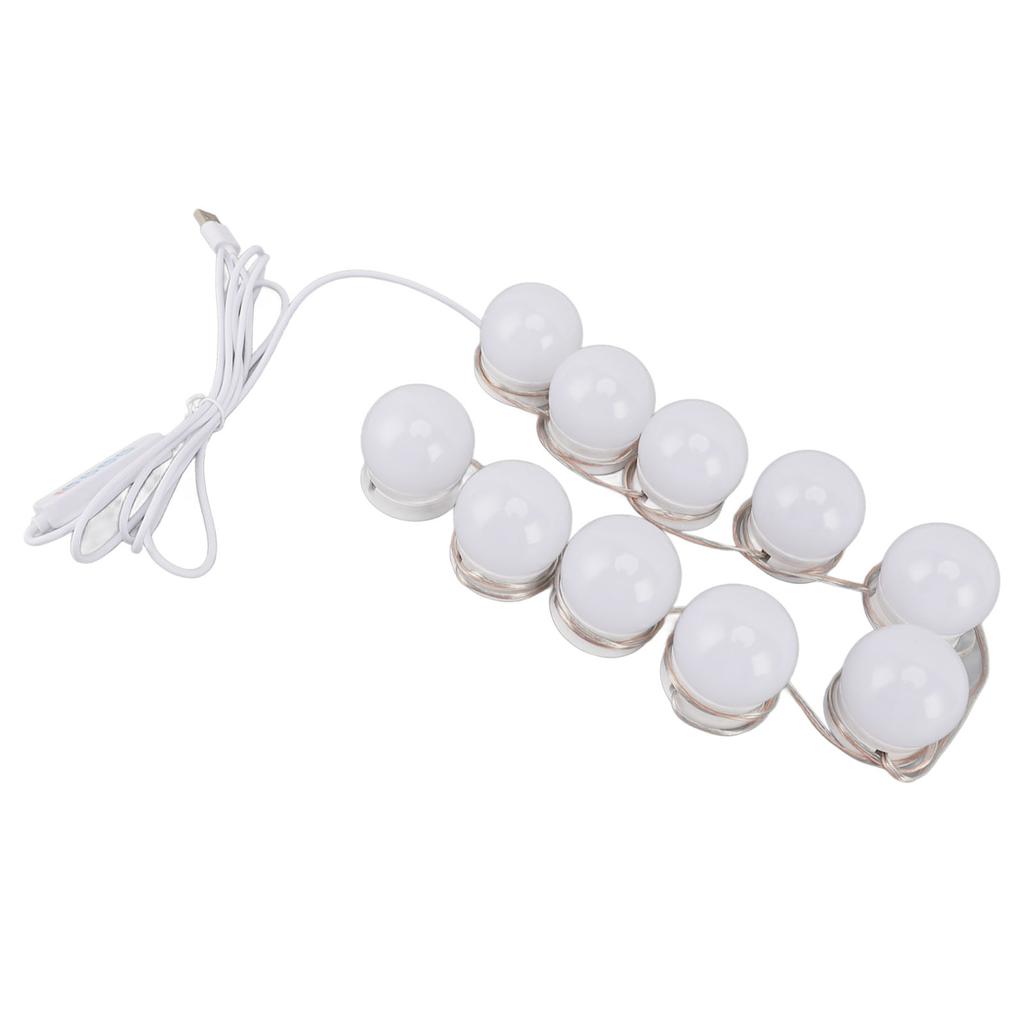 LED Vanity Lights with 10 Dimmable Bulbs USB Adjustable Color and Brightness Mirror Lights for