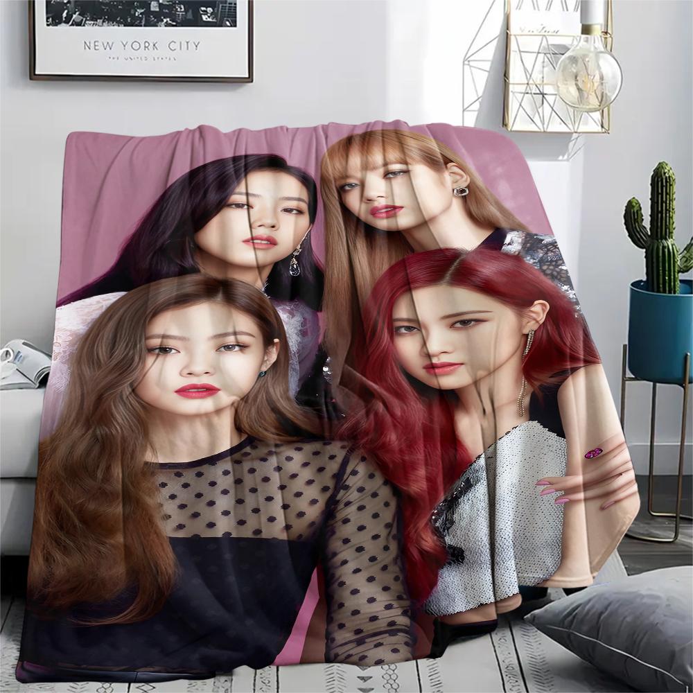 1 шт. Фланелевое одеяло с принтом BLACKPINK, Высокое качество, Для всех сезонов, Декор для дома, Тепло и уют, Идеально для рождественских подарков
