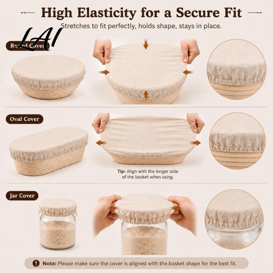 Oval Sourdough Basket Cloth Banneton Proofing Liners Set for Baking Reusable Dough Fermentation Cover Bread Baking Essentials Round And Banneton,