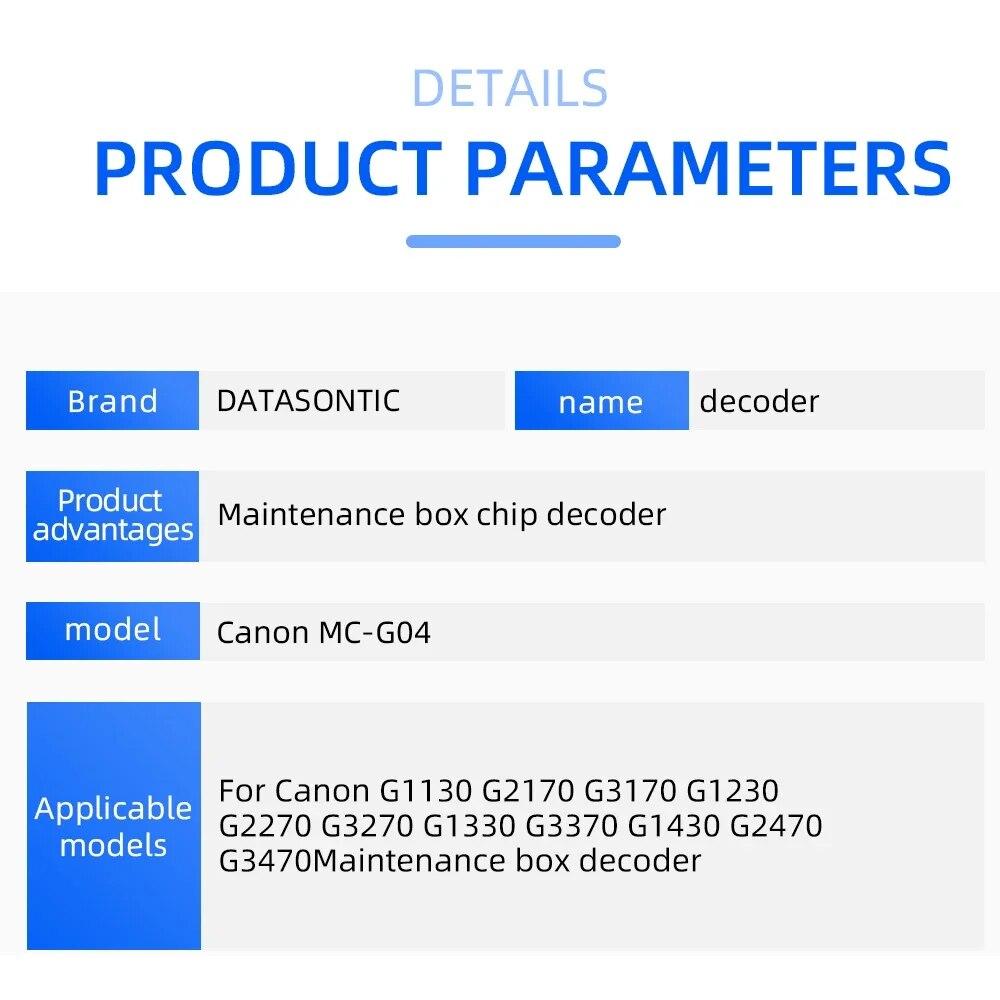 1 шт. MC-G04 чип для обслуживания резервуара для Canon G1430 G2470 G3470 G3471 G1530 G2570 G3570 G3571 G3572 G3670 G3675 декодер