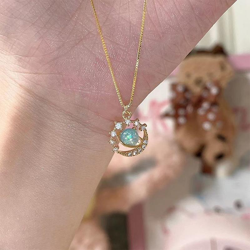 Золотого цвета винтажная фантазия планета космос астро шар Сатурн ожерелье для женщин глобус красочный кулон ювелирные изделия аксессуары