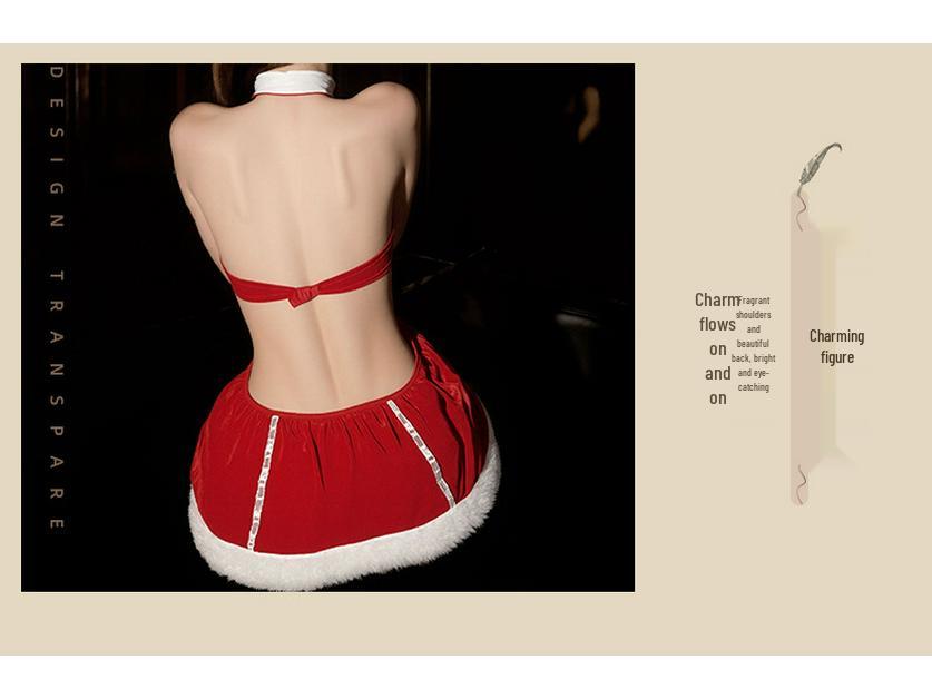 Velvet Christmas Lingerie Role Play Nightgown Cosplay Dress