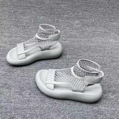 Летние сандалии с вырезами из сетки, дышащие, тонкие, с высоким верхом, женские, с круглым носком, открытым носком, противоскользящие, износостойкие, охлаждающие ботинки